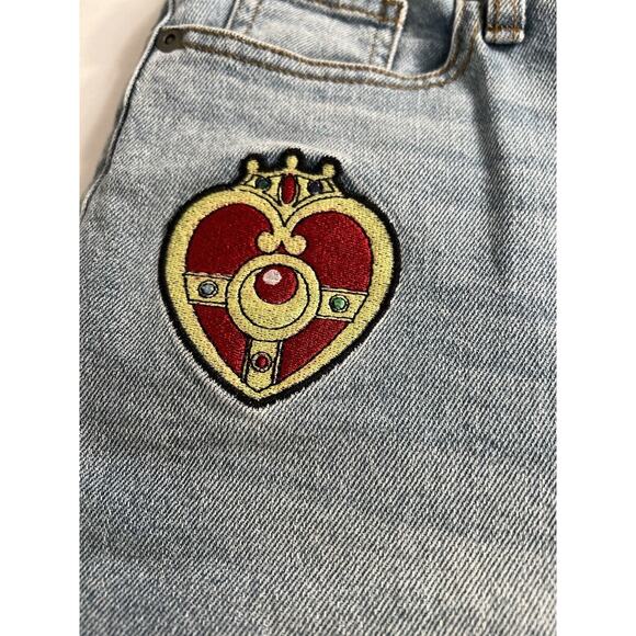 Sailor Moon Icons Embroidered Mom Jeans Size 1 Hot Topic Exclusive Cat Moon - Picture 4 of 16